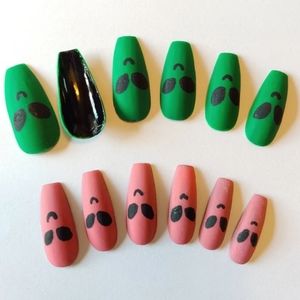 Matte Alien Press On Nails - Alien Coffin Nails - New Hand Painted
